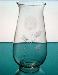 Hurricane Lamp Shade 2 7/8 fitter x 9 Etched Primrose Clear Glass