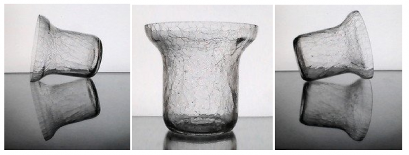 Hanging Crackle Glass Candle Holder Vase Clear 5.75 inches x 5.5