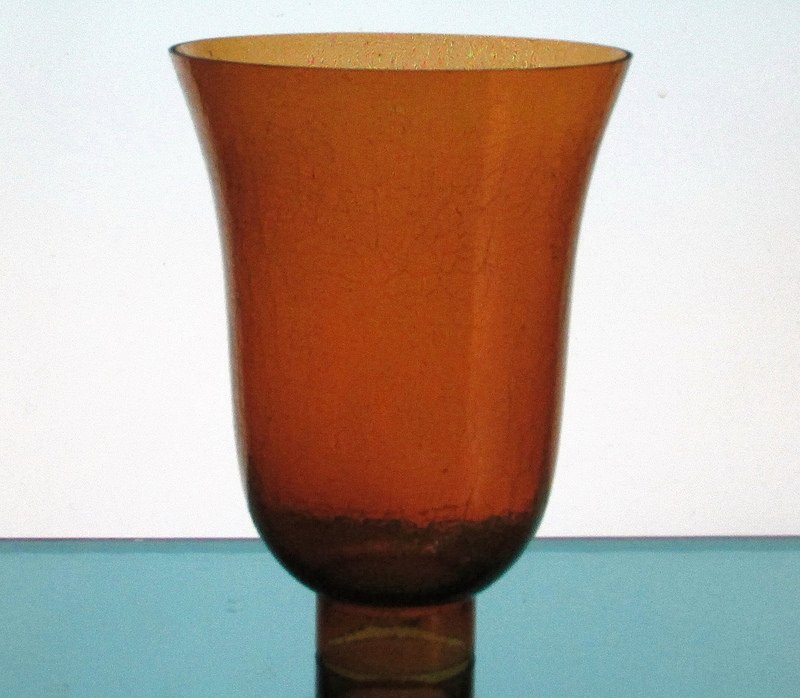 Hurricane Lamp Shade 2.25 inch fitter x 7.75 x 5.75 Amber Crackle Glass