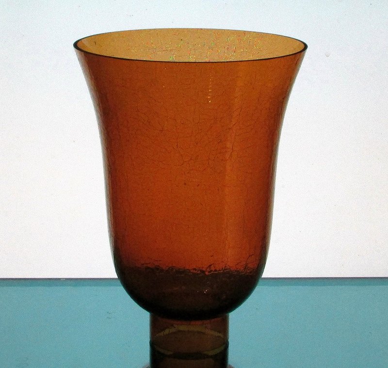 Hurricane Lamp Shade 2.25 inch fitter x 7.75 x 5.75 Amber Crackle Glass