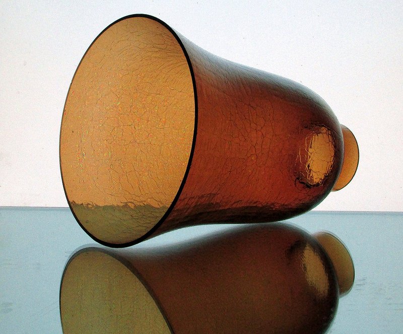 Hurricane Lamp Shade 2.25 inch fitter x 7.75 x 5.75 Amber Crackle Glass