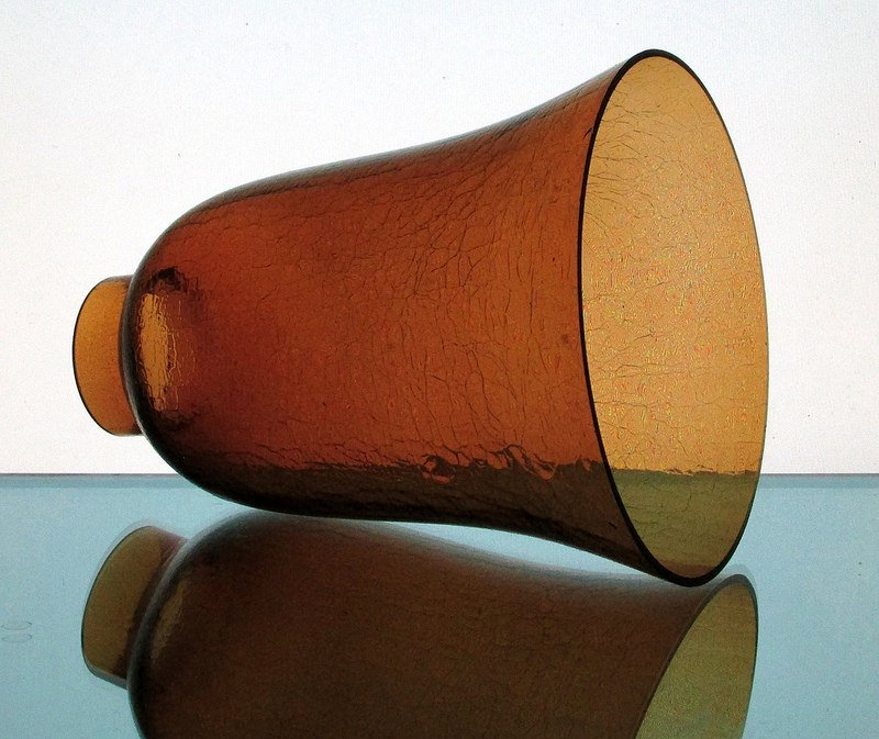 Hurricane Lamp Shade 2.25 inch fitter x 7.75 x 5.75 Amber Crackle Glass
