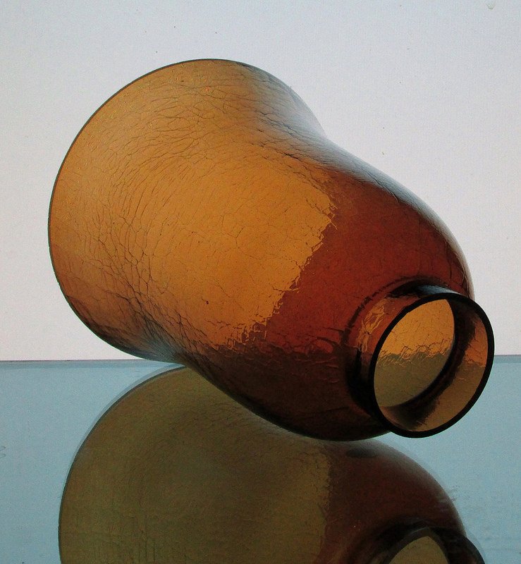 Hurricane Lamp Shade 2.25 inch fitter x 7.75 x 5.75 Amber Crackle Glass