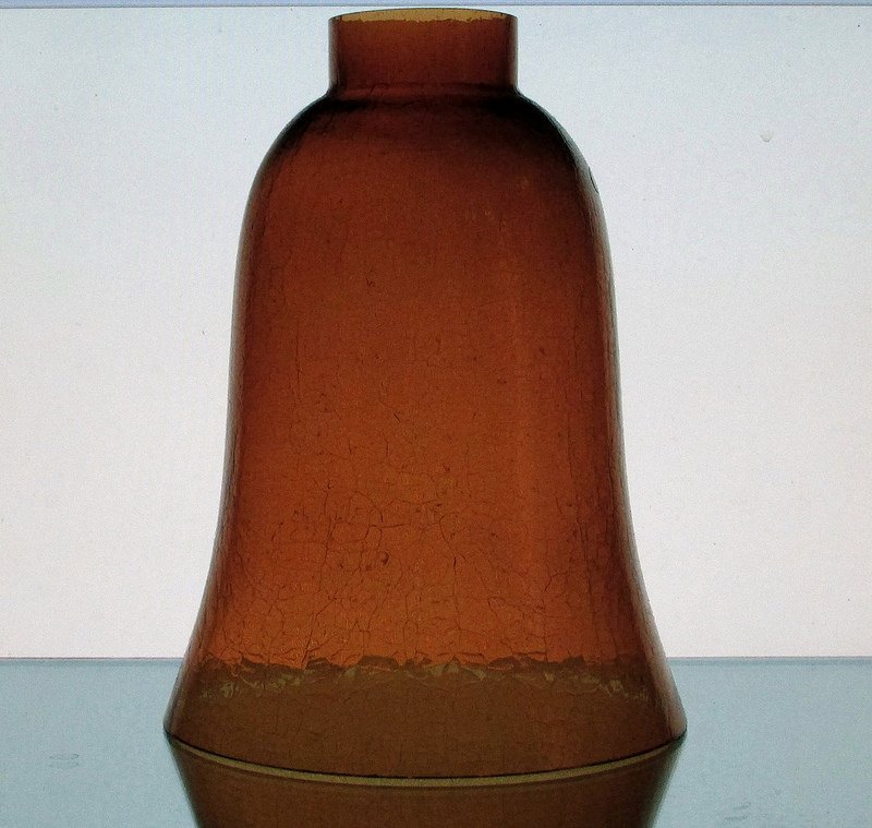 Hurricane Lamp Shade 2.25 inch fitter x 7.75 x 5.75 Amber Crackle Glass
