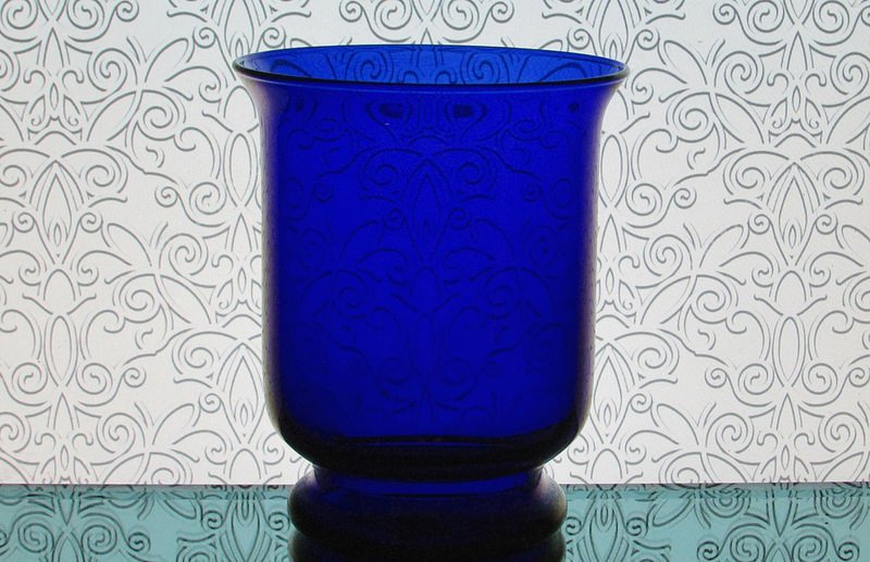 Partylite Hurricane Candle Holder Cobalt Blue Brilliance P7389.