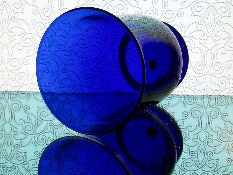 Partylite Hurricane Candle Holder Cobalt Blue Brilliance P7389