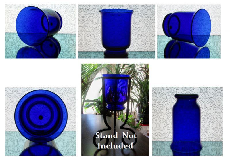 Partylite Hurricane Candle Holder Cobalt Blue Brilliance P7389