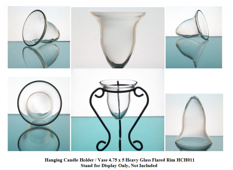 Hanging Candle Holder Vase 4.75 x 5 Heavy Glass Flared Rim HCH011