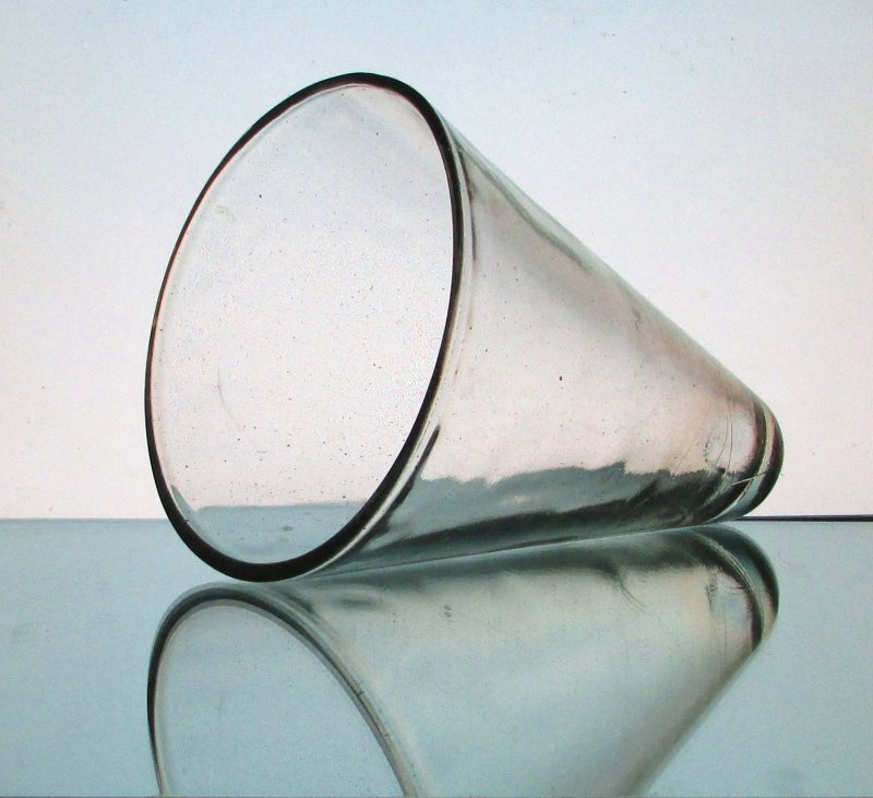Hanging Cone Vase Heavy Clear Mexican Glass 8 x 5.75 Customer Order OOS
