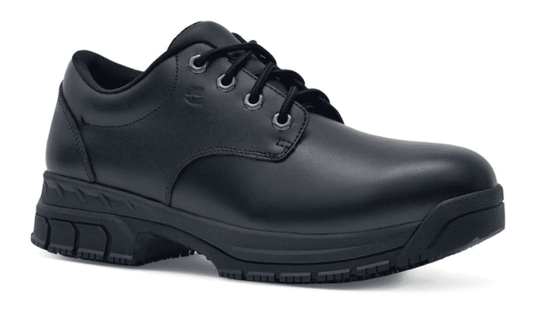 Mens Work Shoe Steel Toe Slip Resistant Size 10.5 Black Leather