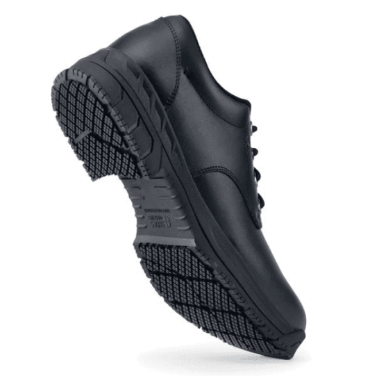 Mens Work Shoe Steel Toe Slip Resistant Size 10.5 Black Leather