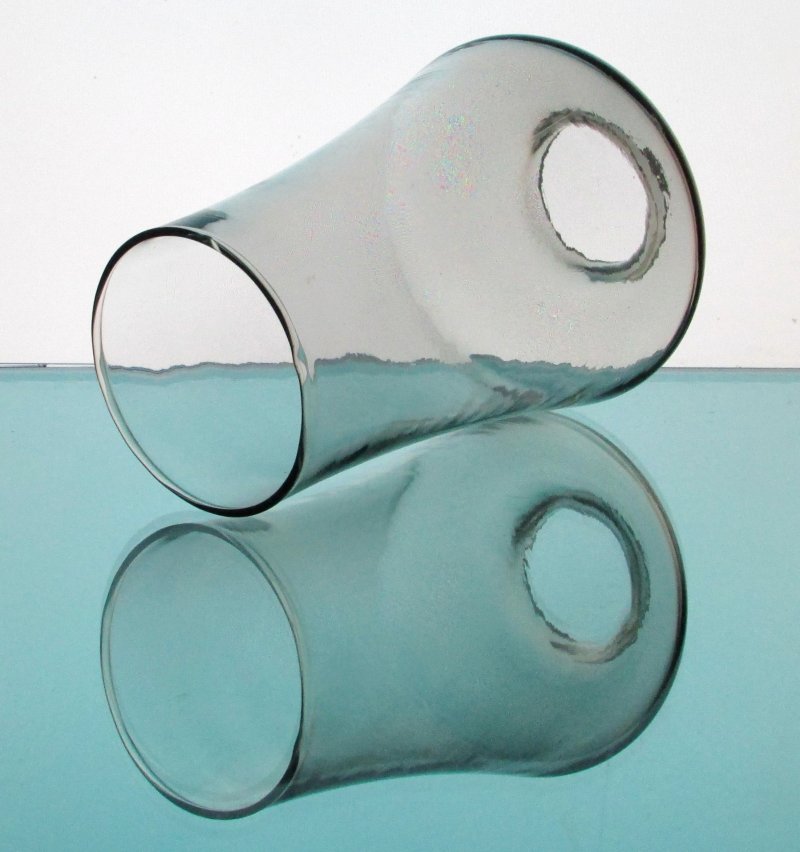 Hurricane Lamp Shade 2 inch fitter x 6 5/8 x 2.75 Hippy Hand Blown Gray Glass