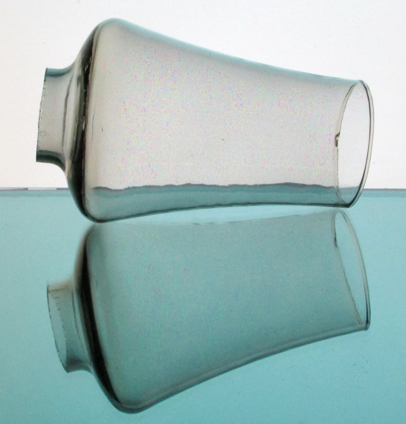 Hurricane Lamp Shade 2 inch fitter x 6 5/8 x 2.75 Hippy Hand Blown Gray Glass