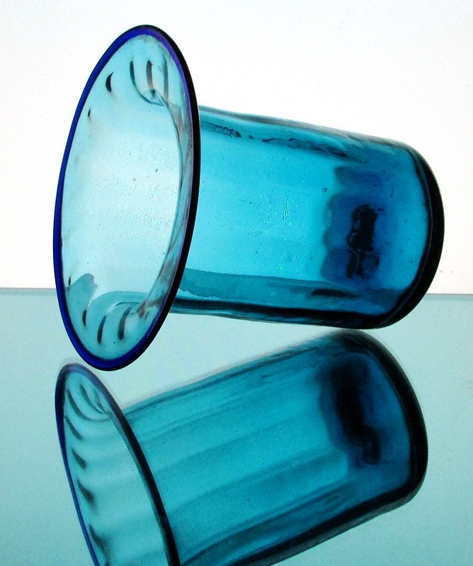 Hanging Candle Holder / Vase 6 1/8 x 6.25 Turquoise Blue Flat Rim