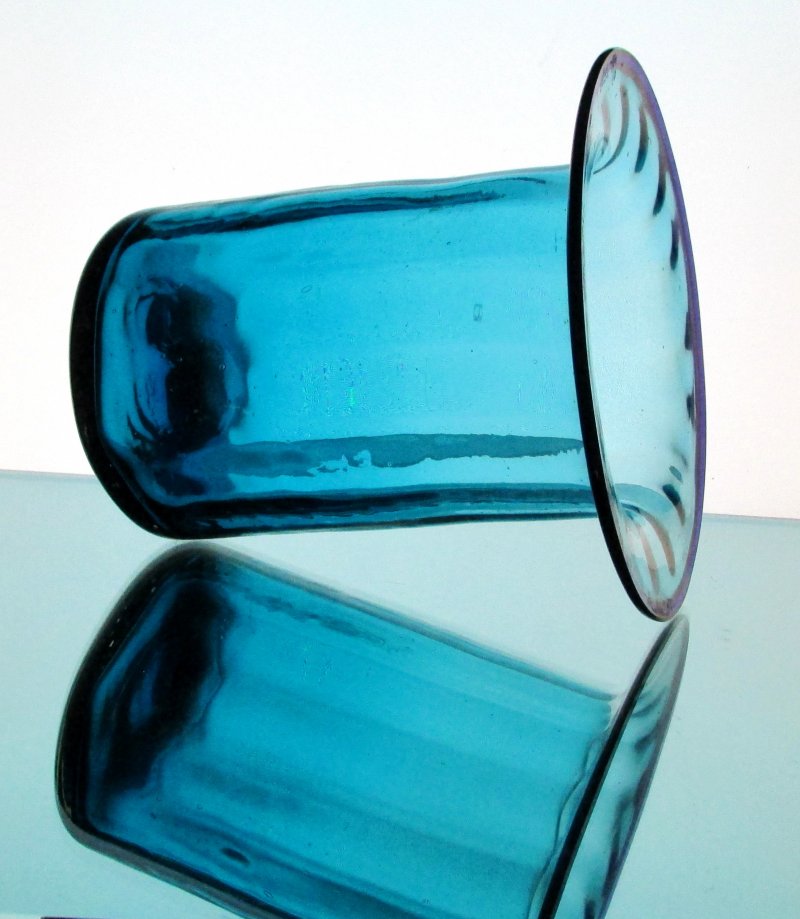 Hanging Candle Holder / Vase 6 1/8 x 6.25 Turquoise Blue Flat Rim