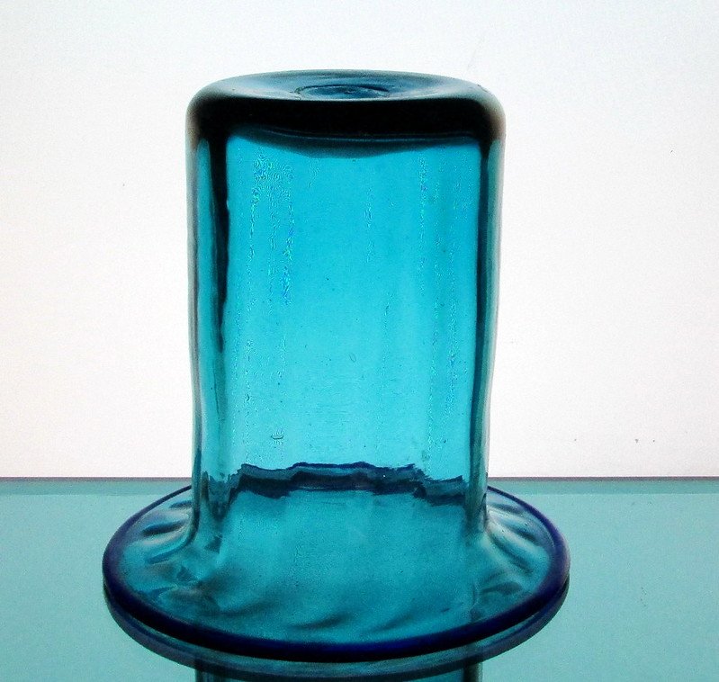 Hanging Candle Holder / Vase 6 1/8 x 6.25 Turquoise Blue Flat Rim