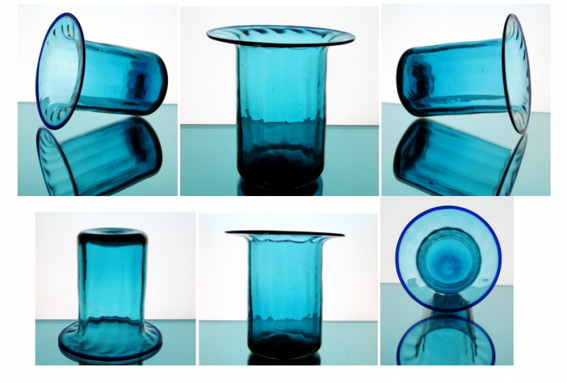 Hanging Candle Holder Vase 6 1/8 x 6.25 Turquoise Blue Flat Rim
