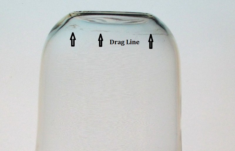 Hanging Candle Holder / Vase 6.75 x 7 for 5.25 inch support ring HCH122  Closeup of drag line.