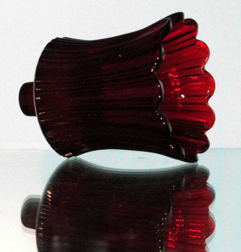 Peg Votive Candle Holder Ruby Red Scalloped Petals Ridged OOS