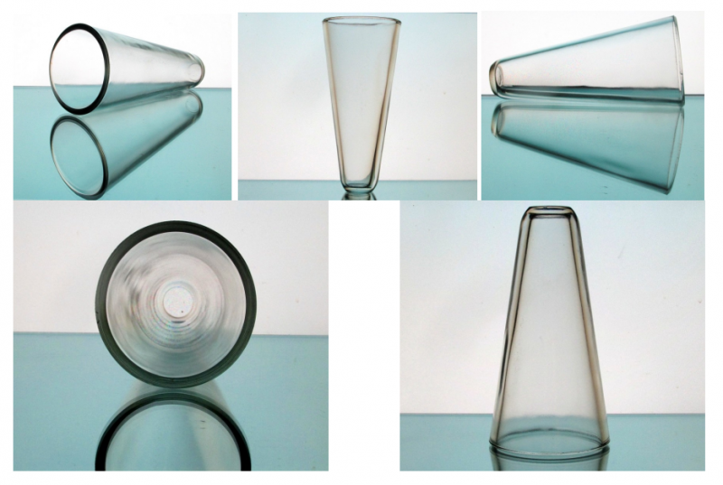 Hanging Cone Wall Vase Vessel Clear 7.75 x 3.75 Heavy Clear Glass