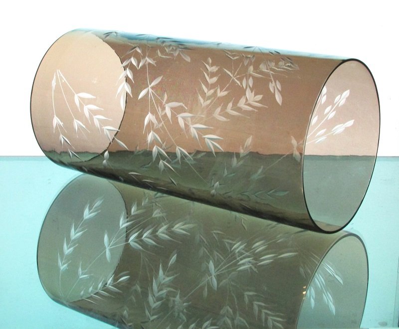 Hurricane Shade Sleeve Cylinder Amber Etched Wheat 9 7/8 x 5