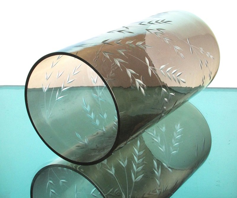 Hurricane Shade Sleeve Cylinder Amber Etched Wheat 9 7/8 x 5