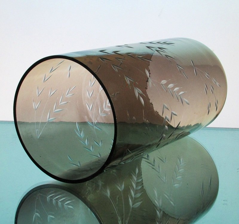 Hurricane Shade Sleeve Cylinder Amber Etched Wheat 9 7/8 x 5