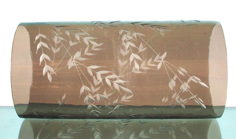 Hurricane Shade Sleeve Cylinder Amber Etched Wheat 9 7/8 x 5