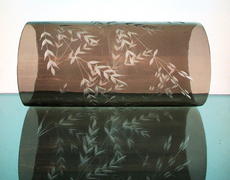 Hurricane Shade Sleeve Cylinder Amber Etched Wheat 9 7/8 x 5