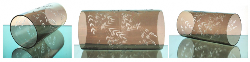 Hurricane Shade Sleeve Cylinder Amber Etched Wheat 9 7/8 x 5