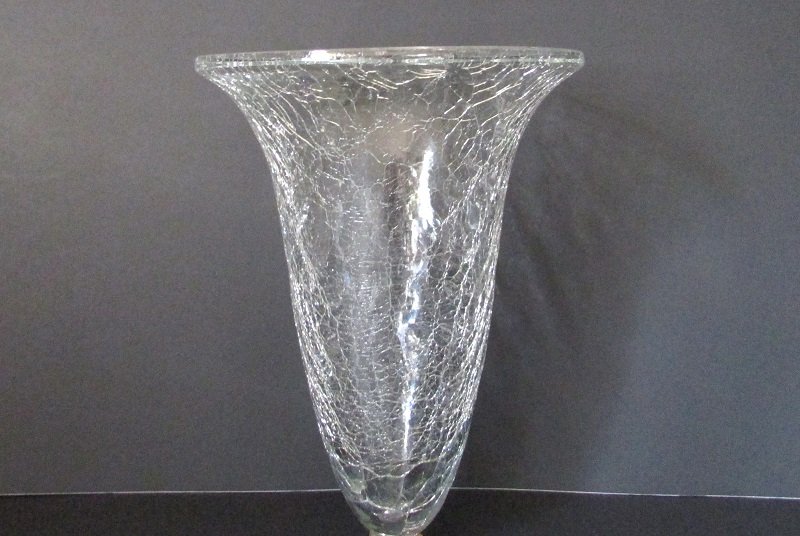 Hanging Vase / Candle Holder Clear Crackle Glass 6 5/8 x 9 XL