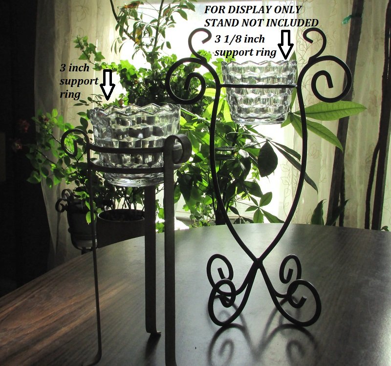 Hanging or Table Top Fostoria Style Candle Holder 3.5 x 2 7/8 Clear Glass HCH125 Stands not included, for display only.