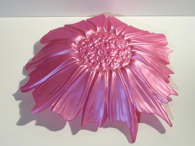 Akcam Turkish Art Glass Decorative Plate Iridescent Pink and Gold 12 inch