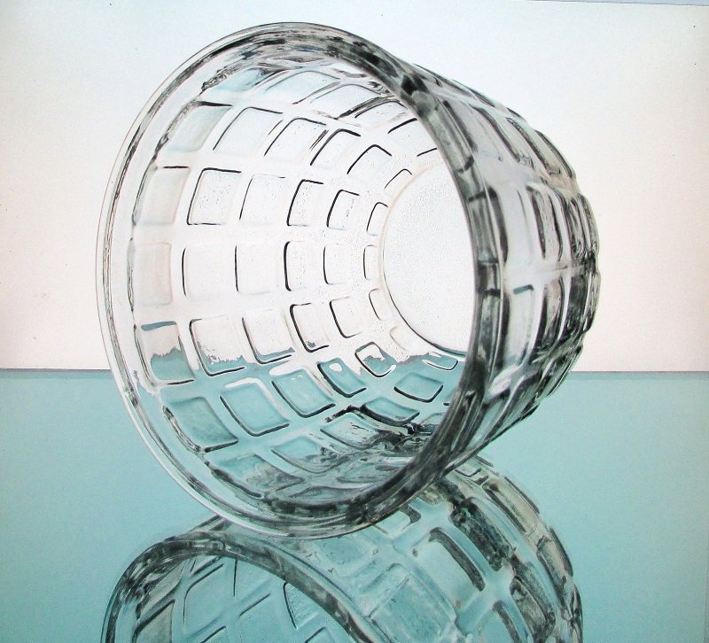 Heavy Glass Vase Candle Holder Pressed Blocks Clear