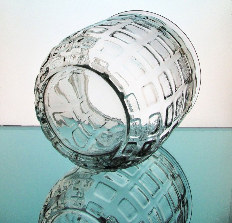 Heavy Glass Vase Candle Holder Pressed Blocks Clear