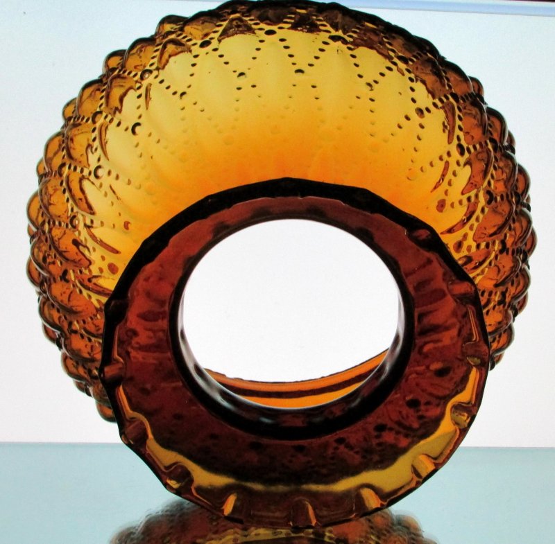 Glass Lamp Shade Amber Quilted Beads 6.75 fitter x 6.25 x 5 Crimped Rim