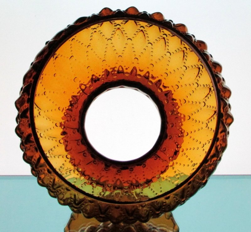 Glass Lamp Shade Amber Quilted Beads 6.75 fitter x 6.25 x 5 Crimped Rim
