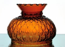 Glass Lamp Shade Amber Quilted Beads 6.75 fitter x 6.25 x 5 Crimped Rim