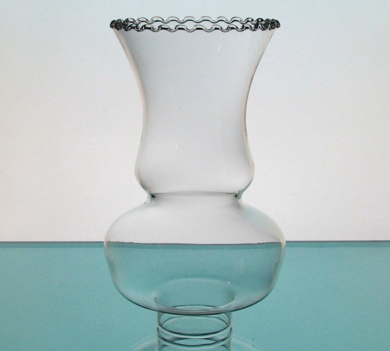 Glass Lamp Shade 1 7/8 fitter x 7.5 x 4 Clear Cinched Victorian with Crimped Rim
