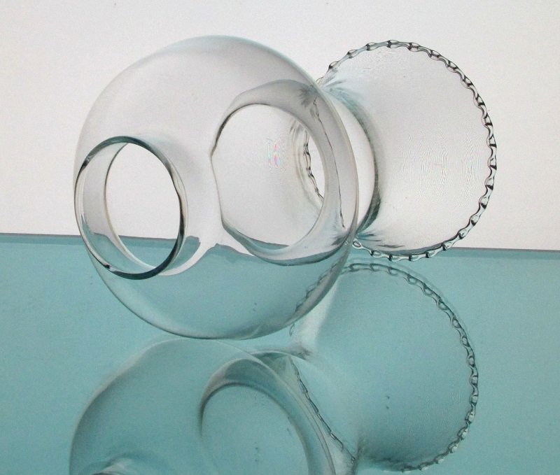 Glass Lamp Shade 1 7/8 fitter x 7.5 x 4 Clear Cinched Victorian with Crimped Rim