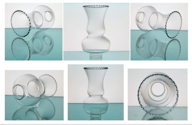 Glass Lamp Shade 1 7/8 fitter x 7.5 x 4 Clear Cinched Victorian with Crimped Rim
