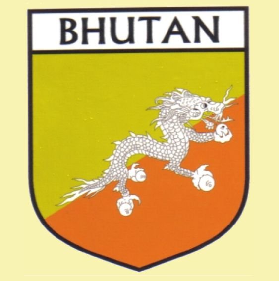 Image 0 of Bhutan Flag Country Flag Bhutan Decals Stickers Set of 3