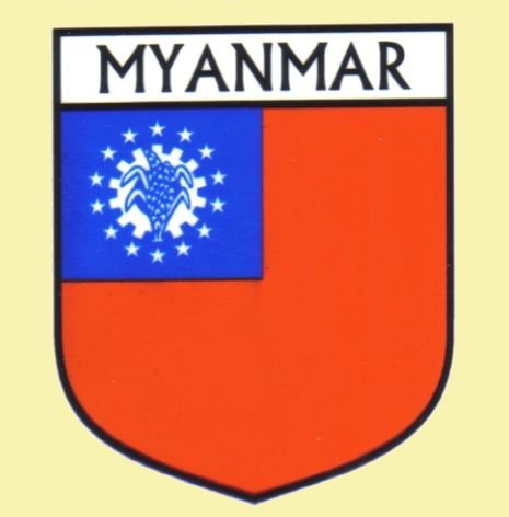 Image 0 of Myanmar Flag Country Flag Myanmar Decals Stickers Set of 3