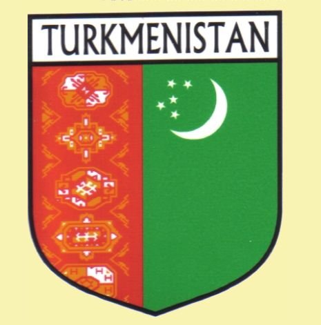 Image 0 of Turkmenistan Flag Country Flag Turkmenistan Decals Stickers Set of 3