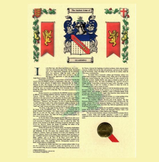 Image 0 of Armorial History with Coat of Arms and History of Surname Portrait Style