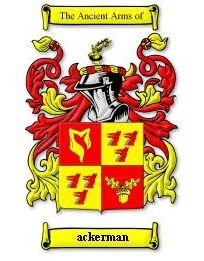 Image 1 of Ackerman Coat of Arms Surname Print Ackerman Family Crest Print