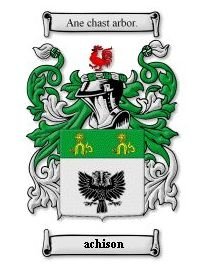 Image 0 of Achison Coat of Arms Surname Print Achison Family Crest Print