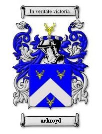 Image 0 of Ackroyd Coat of Arms Surname Print Ackroyd Family Crest Print
