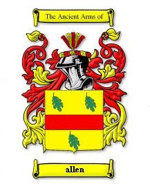 Image 0 of Allen Coat of Arms Surname Print Allen Family Crest Print