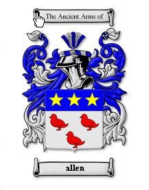 Image 1 of Allen Coat of Arms Surname Print Allen Family Crest Print
